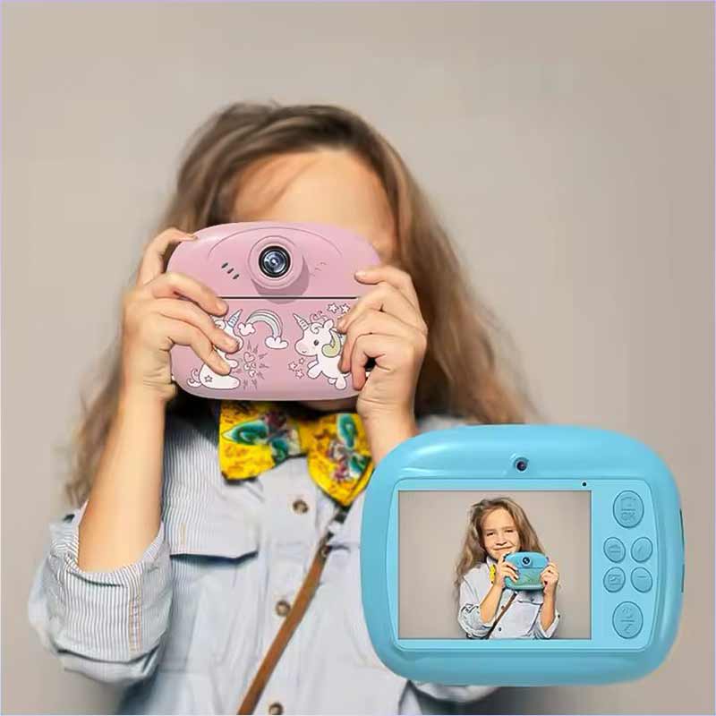 Детски фотоапарат с моментално принтиране – 2.4 инчов екран, USB зареждане, игри, слот за SD карта, включена 1 ролка термохартия, размери 14×13×5 см - Image 7