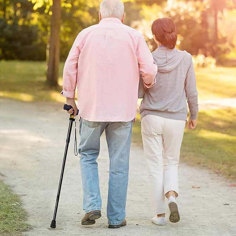 Сгъваем бастун с ортопедична опора, лесно регулируем, опора до 113 кг, черна - Image 2