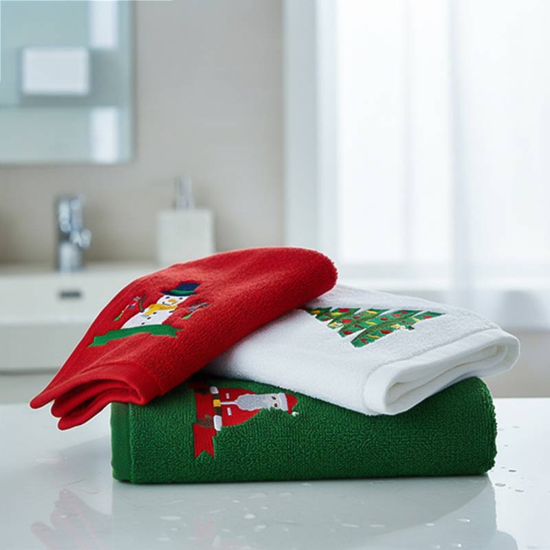 Коледни кърпи RUHHY – комплект от 3 броя (червена, зелена и бяла) - Image 2