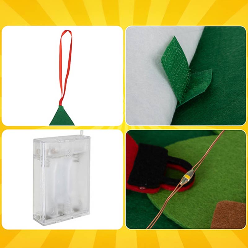 Коледно дърво от филц с LED осветление и велкро украси KRUZZEL - Image 4