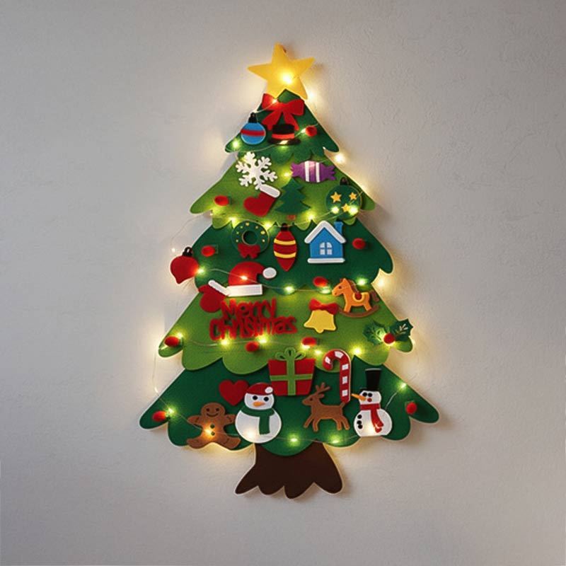 Коледно дърво от филц с LED осветление и велкро украси KRUZZEL - Image 3