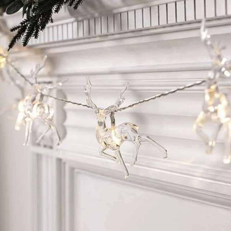 Коледни LED лампички RUHHY с еленчета – 10 броя, топла бяла светлина, 133 см - Image 3