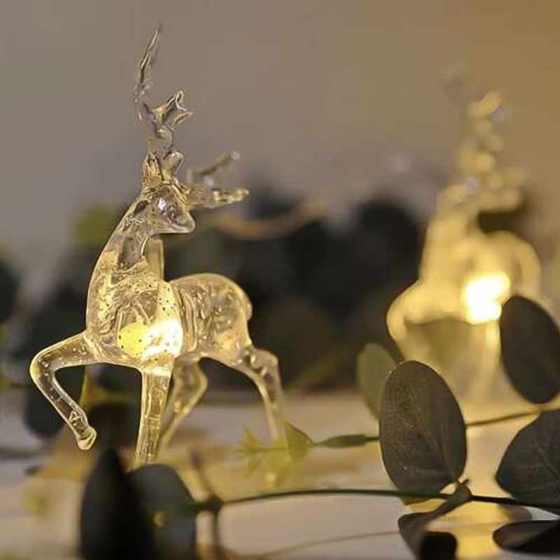 Коледни LED лампички RUHHY с еленчета – 10 броя, топла бяла светлина, 133 см - Image 5