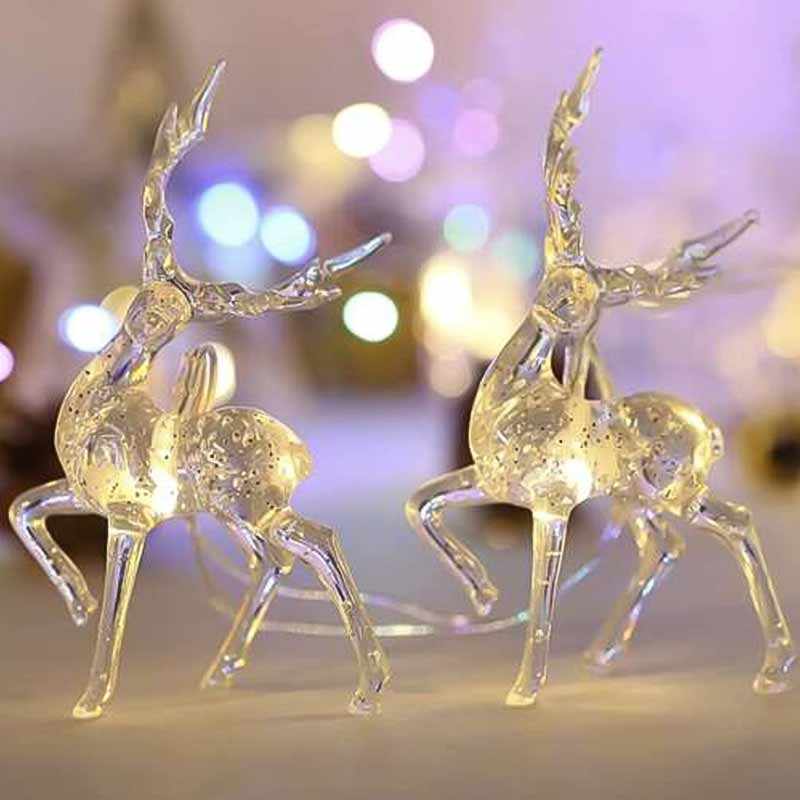 Коледни LED лампички RUHHY с еленчета – 10 броя, топла бяла светлина, 133 см - Image 6
