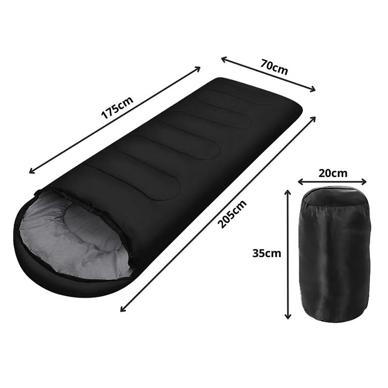 Спален чувал за къмпинг, пътувания, лек и компактен, черен - Image 6