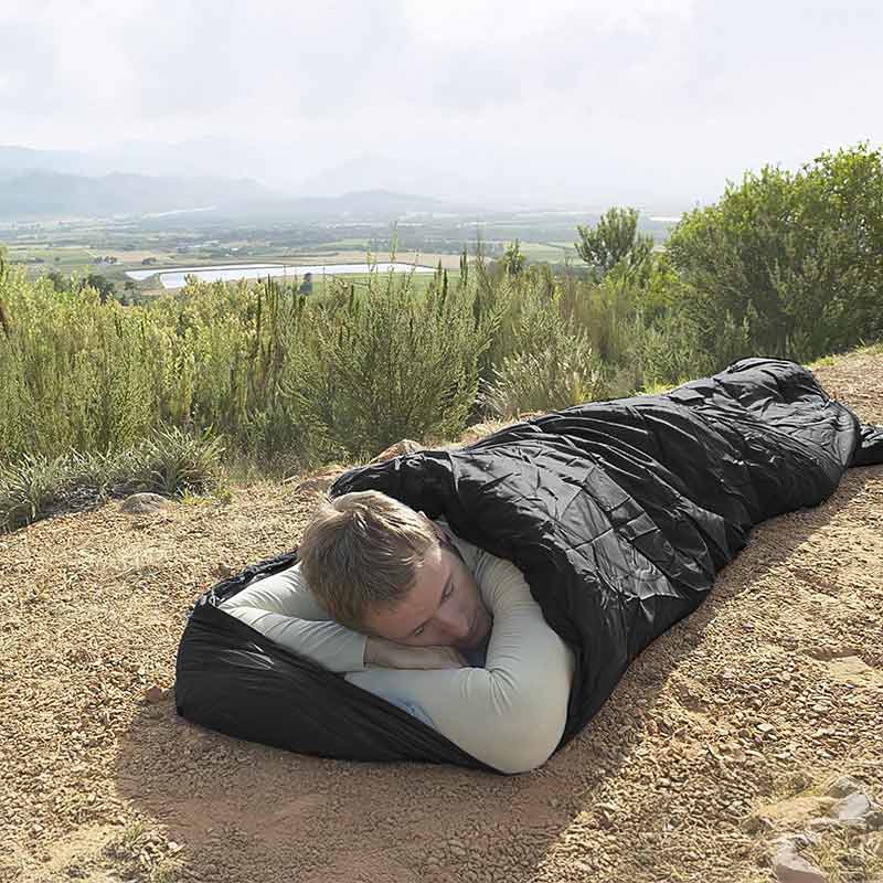 Спален чувал за къмпинг, пътувания, лек и компактен, черен - Image 3