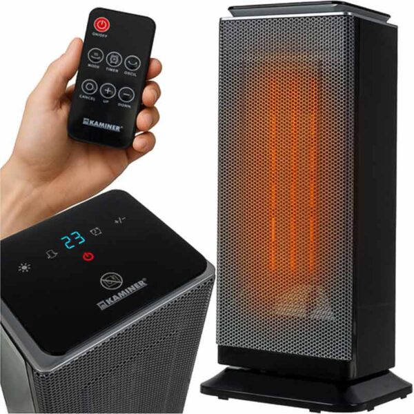 Керамичен електрически нагревател Kaminer Lumni 2.0, 2000 W с дистанционно управление