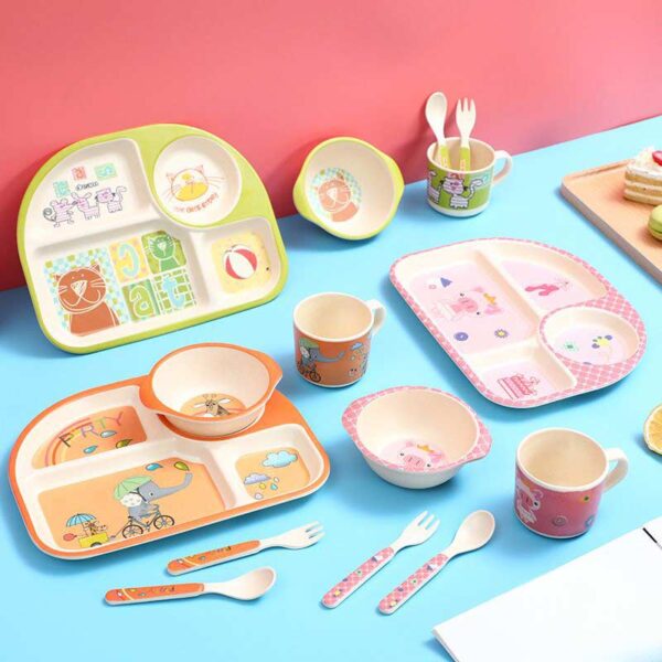 Детски Сервиз за Хранене 5 Части, От Бамбукови Фибри