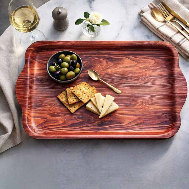 Поднос за сервиране 45 x 30 см, пластмаса с имитация на дърво – практичен и елегантен - Image 2