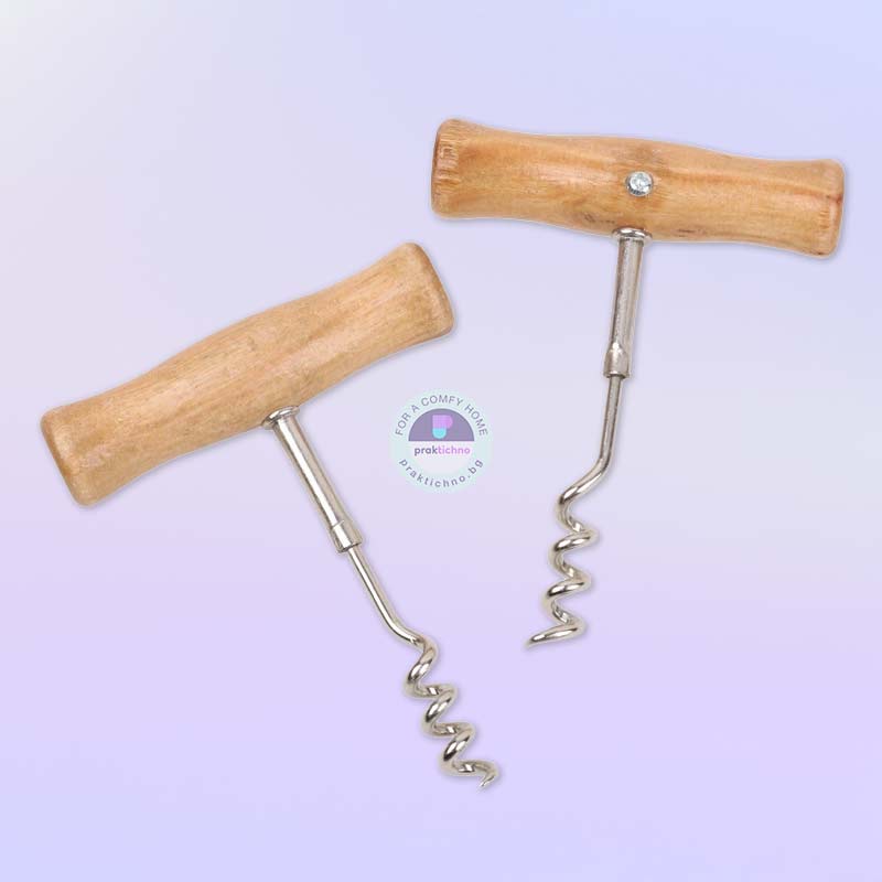 Тирбушон с дървена дръжка 9х10 см – класически и надежден отварач за вино - Image 2