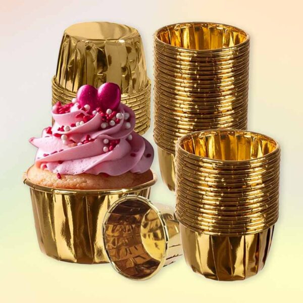 Хартиени форми за мъфини – златни, комплект 50 броя