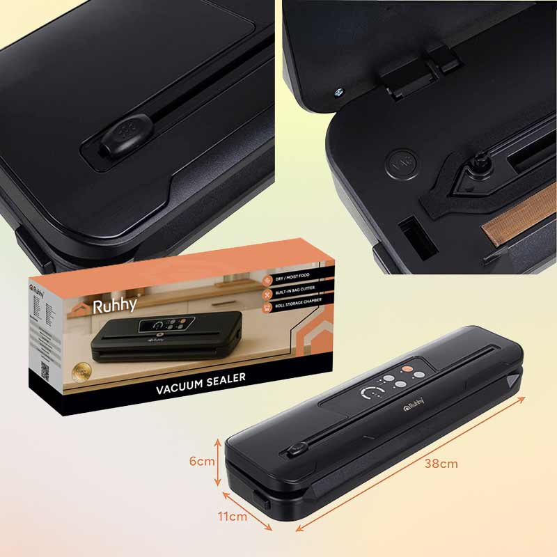 Вакуумен уред за запечатване на храна – 80 kPa, с вграден нож и 10 броя вакуум торбички - Image 8