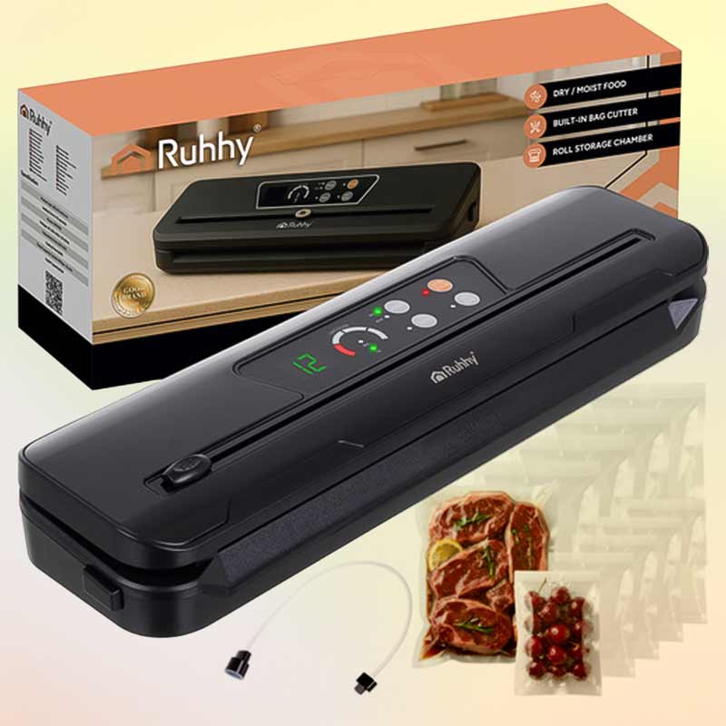 Вакуумен уред за запечатване на храна – 80 kPa, с вграден нож и 10 броя вакуум торбички