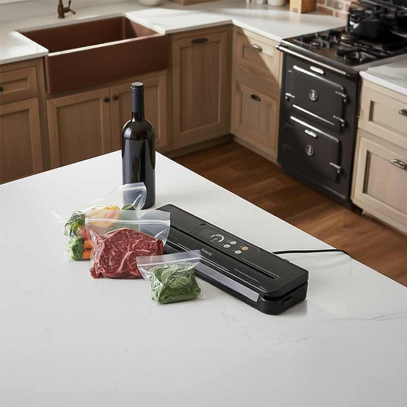 Вакуумен уред за запечатване на храна – 80 kPa, с вграден нож и 10 броя вакуум торбички - Image 5