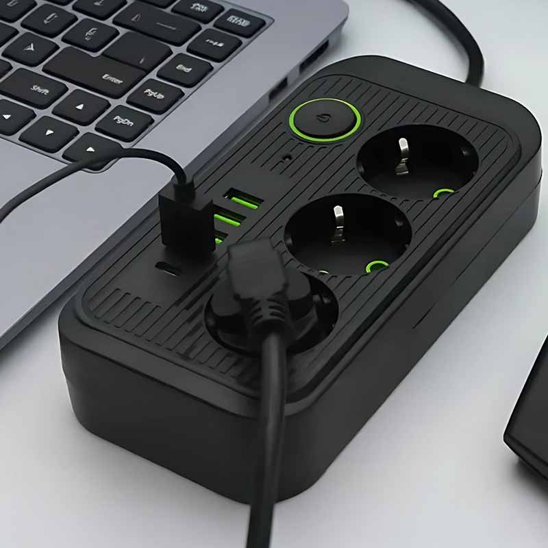 Разклонител с 3 гнезда, 4 USB и 1 USB-C порт - Image 2