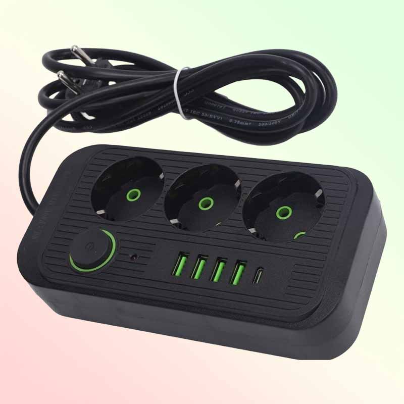 Разклонител с 3 гнезда, 4 USB и 1 USB-C порт - Image 4