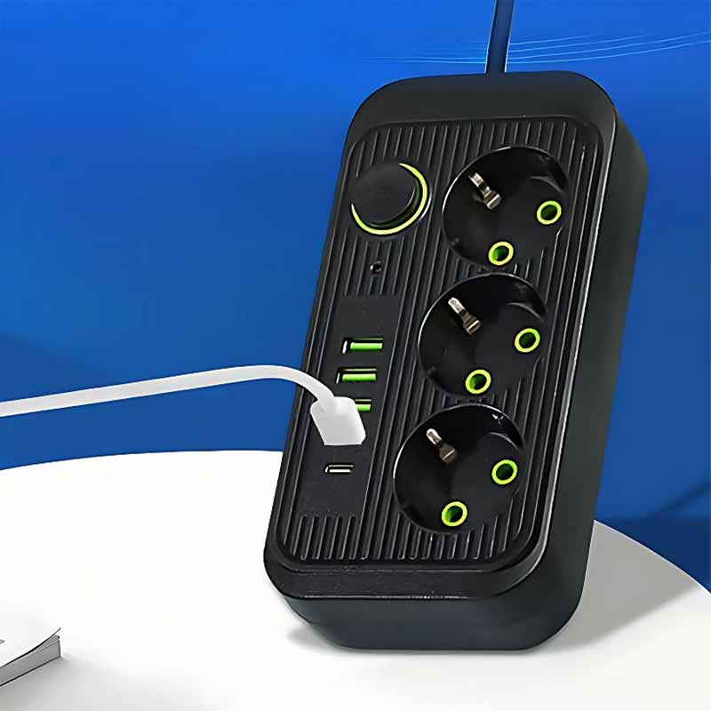 Разклонител с 3 гнезда, 4 USB и 1 USB-C порт - Image 5