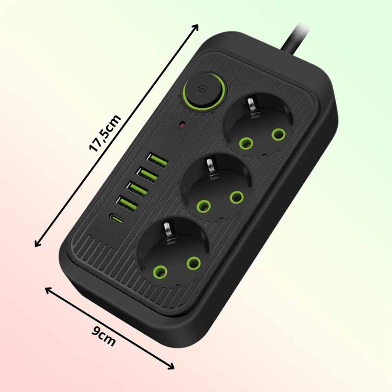 Разклонител с 3 гнезда, 4 USB и 1 USB-C порт - Image 6