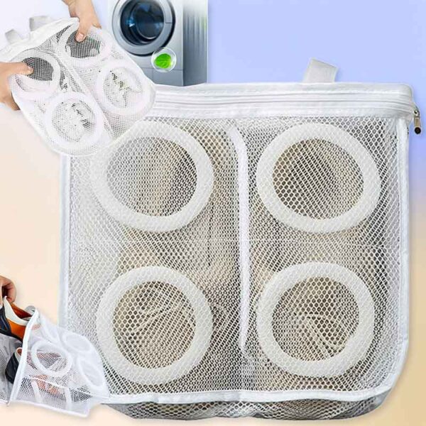 Мрежеста торба за пране на обувки и бельо с цип