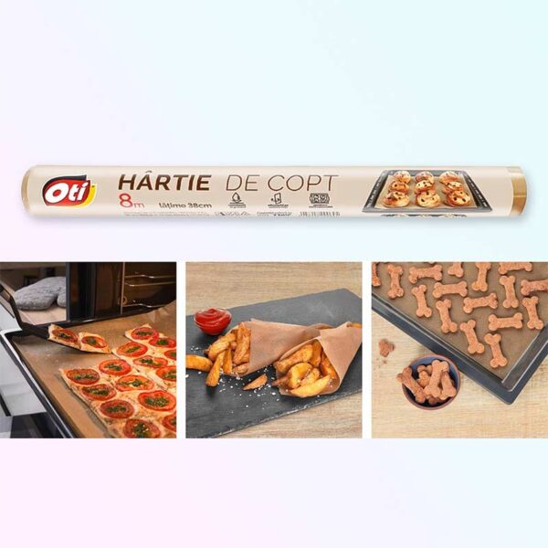 Хартия за печене OTI, 8 м x 39 см – силиконизирана, двустранна