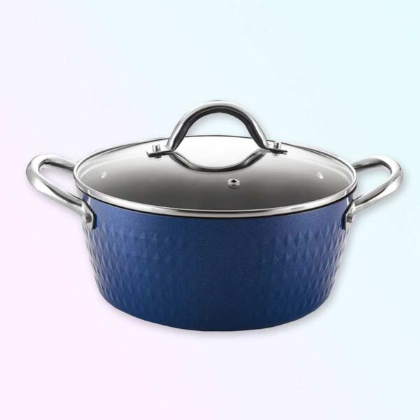 Диамантена тенджера с капак – 24 см, керамика и неръждаема стомана, индукционна основа