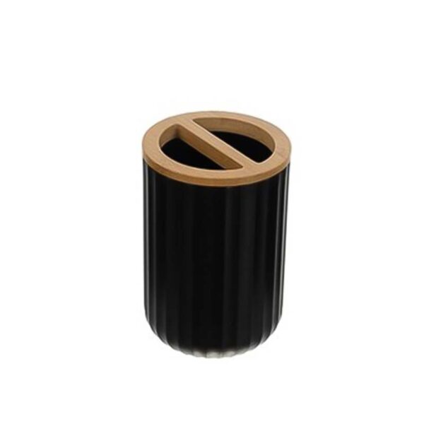 Чаша за четки за зъби с бамбуков капак