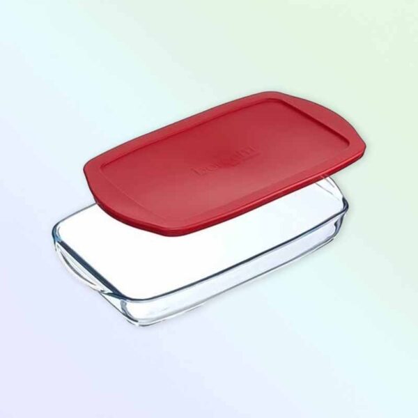 Стъклена правоъгълна тава 290×190 мм с капак Pasabahce 2 л