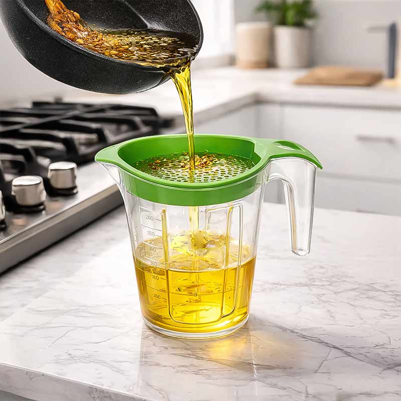 Кана мерителна 500 мл със цедка за прецеждане на олио - Image 5