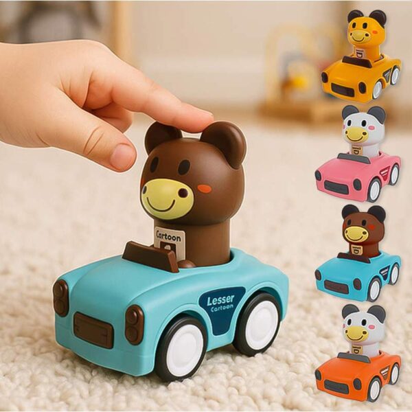 Сензорни колички с животни 4в1 – интерактивна играчка за деца 18м+