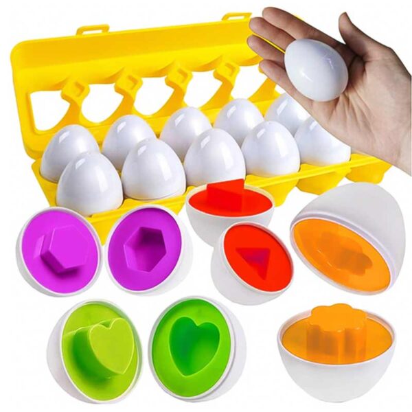 Образователен пъзел Яйца – 12 броя, Монтесори играчка за деца 2+