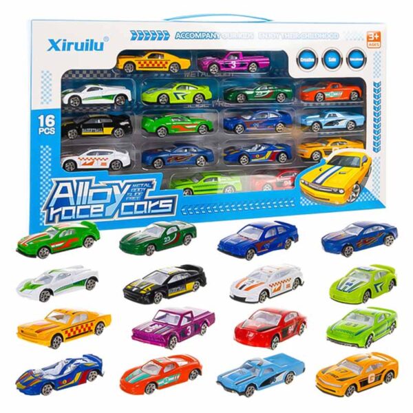 Метални колички с инерционен механизъм – комплект 16 броя