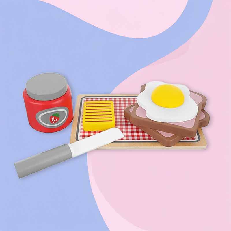 Дървен тостер играчка с аксесоари – комплект за детска кухня - Image 3