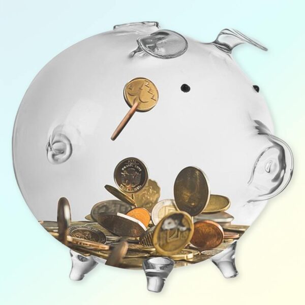 Стъклена касичка прасенце – прозрачна