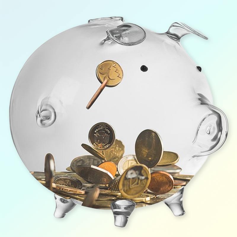 Стъклена касичка прасенце – прозрачна