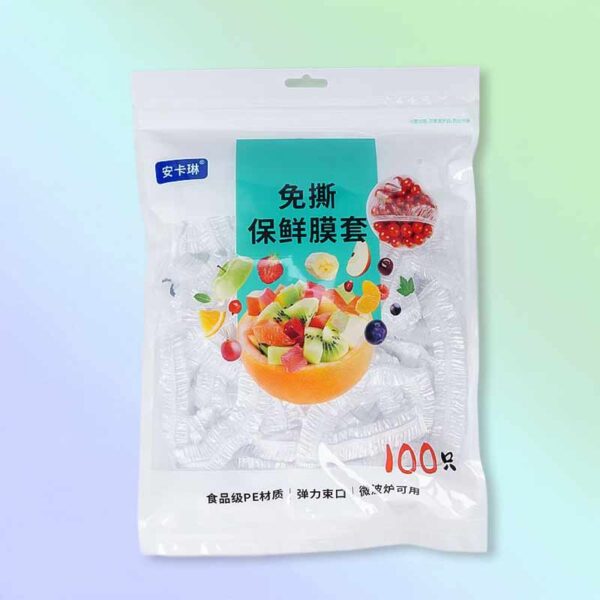 Комплект 100 бр. еластични фолиа/найлонови капаци за покриване на съдове