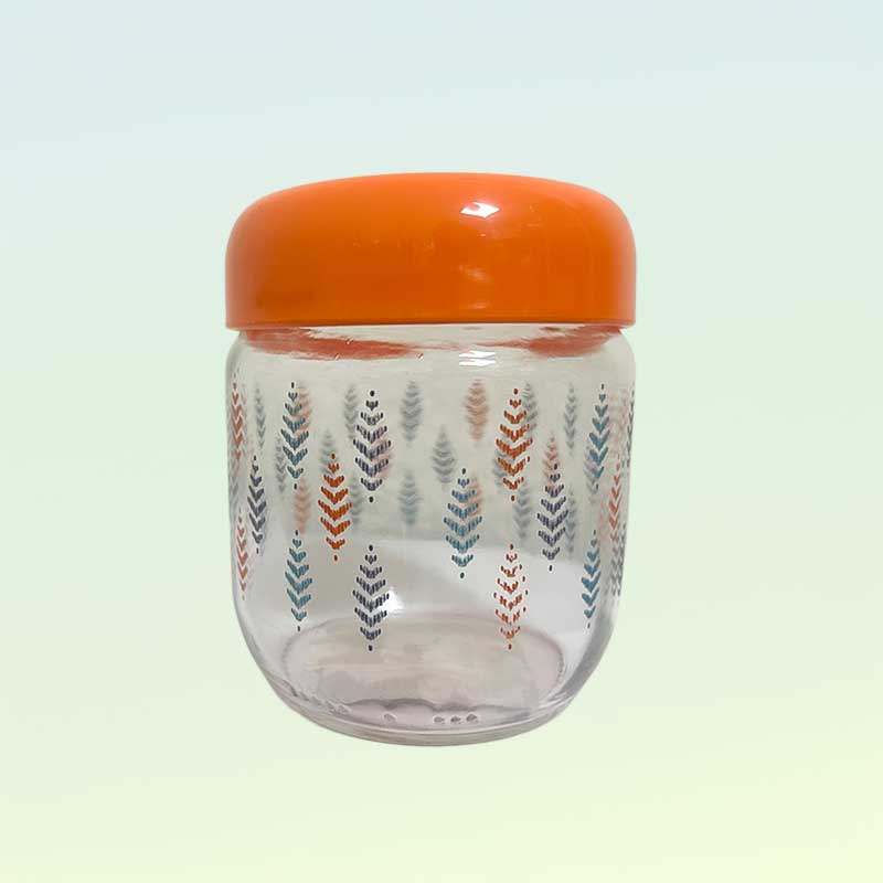 Стъклен буркан с винтова капачка и цветни мотиви - Image 3