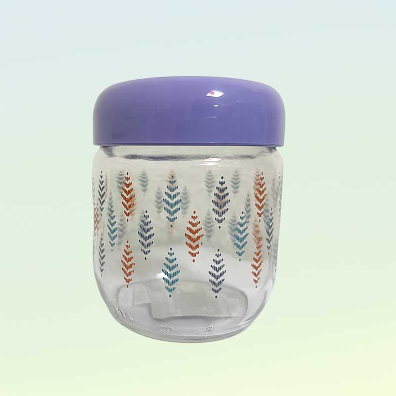 Стъклен буркан с винтова капачка и цветни мотиви - Image 2