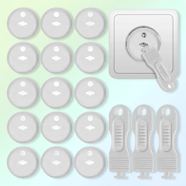 Защита за контакти 15 бр. + 3 ключа Ruhhy – бяла