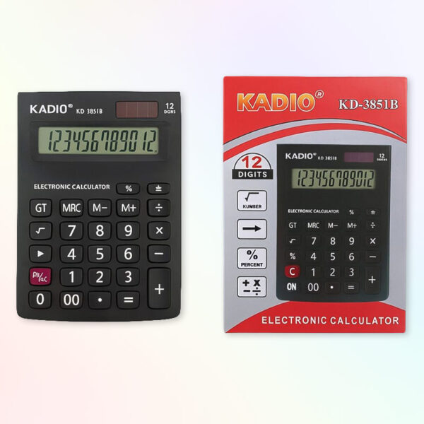 Електронен калкулатор Kadio KD-3851B, 14×10 см, 12-разряден дисплей