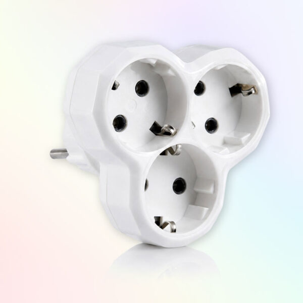 Троен адаптер 16A с 3 контакта със заземяване, 3680W, 250V