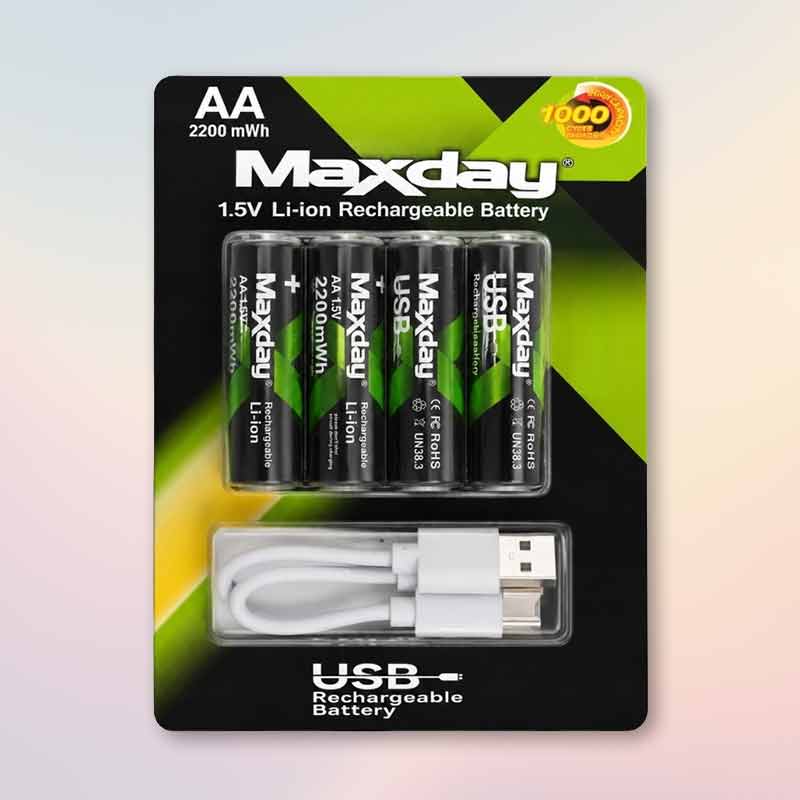 Презареждащи се акумулаторни батерии AA Li-Ion 1,5 V, 1466 mAh, 4 броя, USB-C - Image 2
