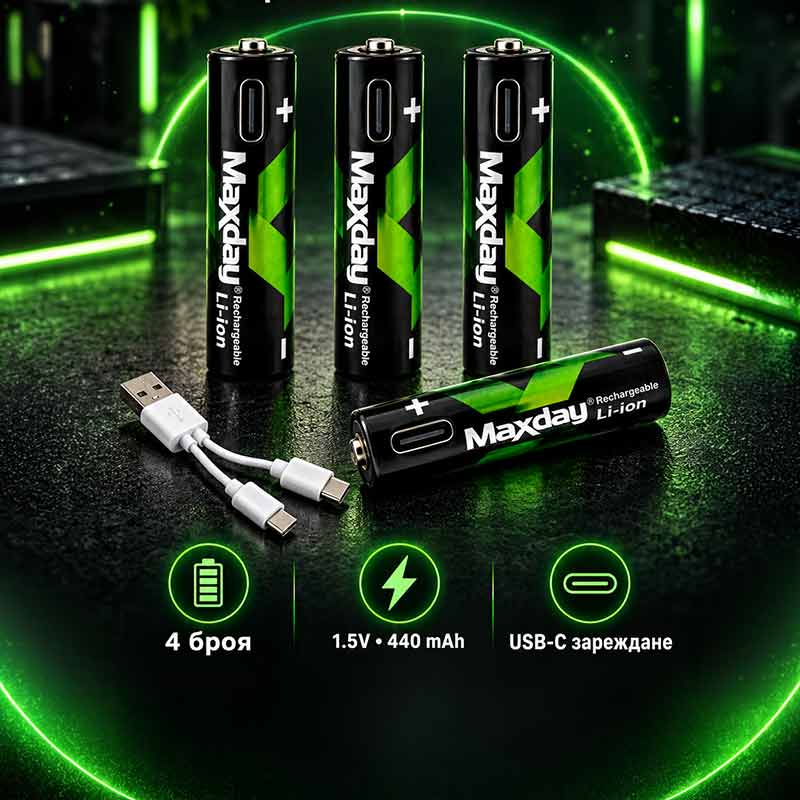 Презаредащи се акумулаторни батерии AAA Li-Ion 1,5 V, 440 mAh, 4 броя, USB-C - Image 4