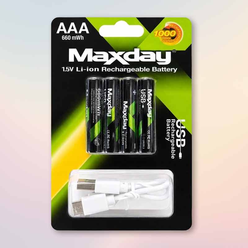 Презаредащи се акумулаторни батерии AAA Li-Ion 1,5 V, 440 mAh, 4 броя, USB-C - Image 3